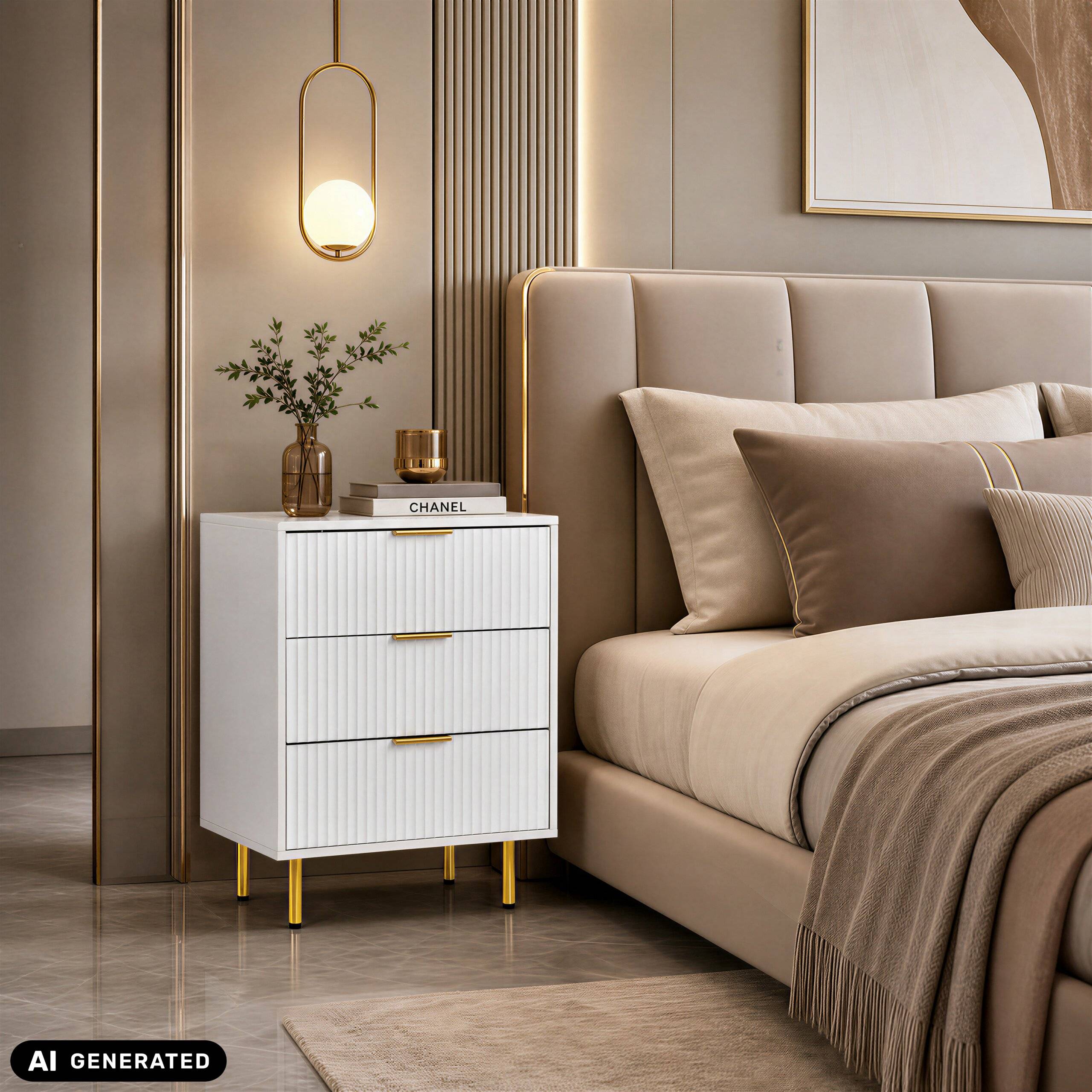 Kommode Schubladenschrank Hjelle K 60x40x76 cm 3 Schubladen weiß hjh LIVING-4