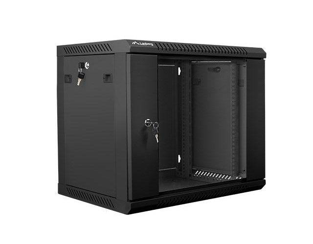 LANBERG 19 9U 600x450 Wandgehäuse Glastür (FlatPack) sw Multimedia-Technik 19-2