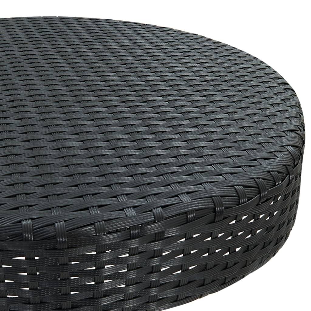 3-tlg. Gartenbar-Set mit Kissen Poly Rattan Schwarz-4