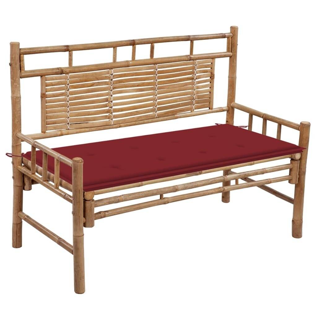 Gartenbank mit Auflage 120 cm Bambus-0