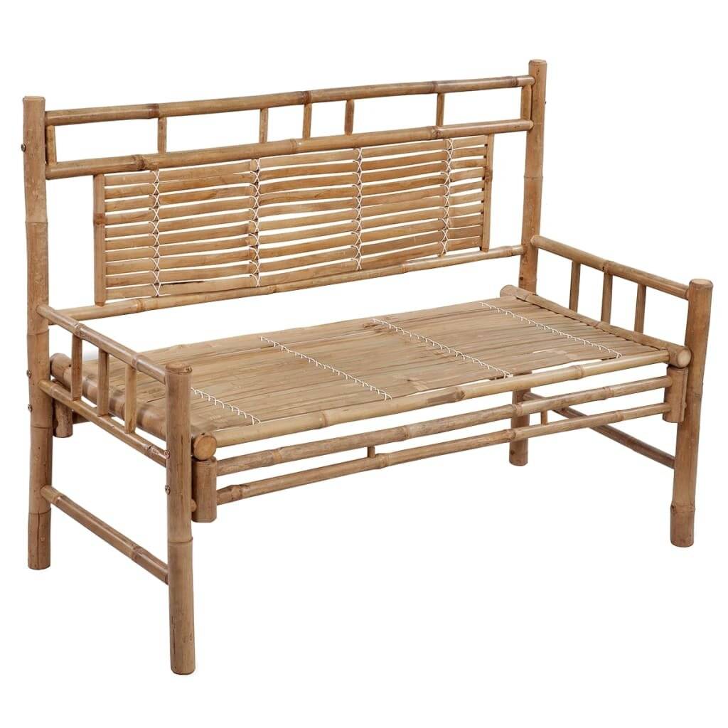 Gartenbank mit Auflage 120 cm Bambus-2