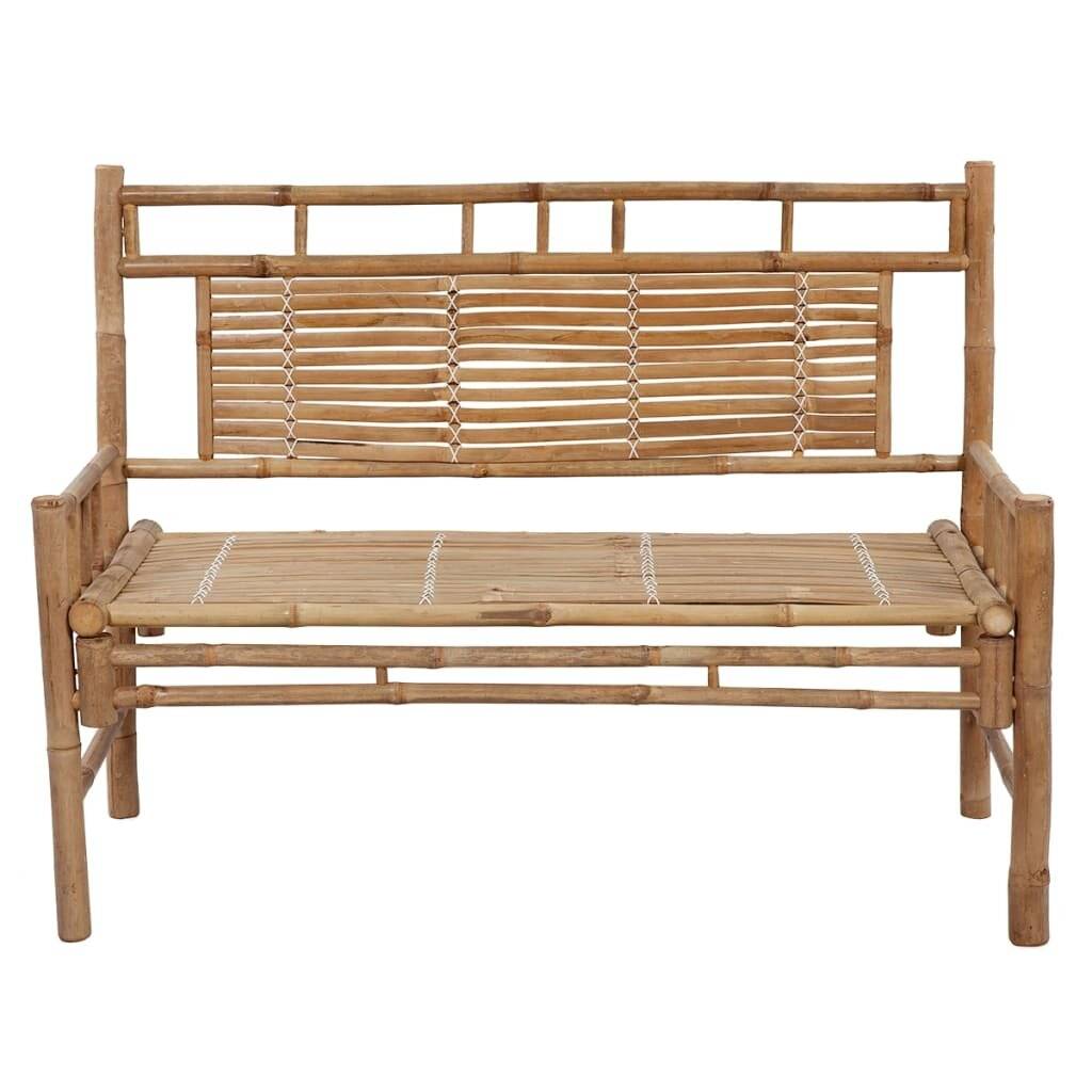 Gartenbank mit Auflage 120 cm Bambus-3