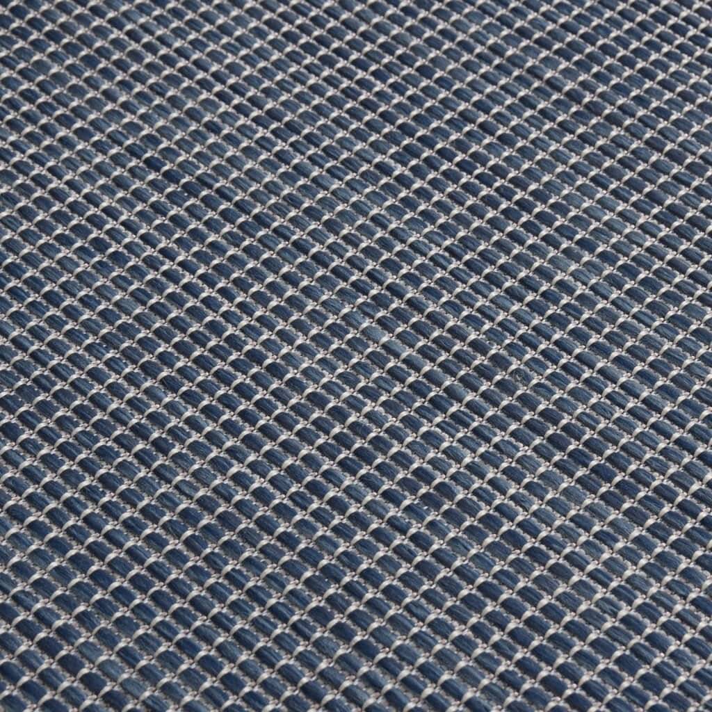 Outdoor-Teppich Flachgewebe 100x200 cm Blau-4