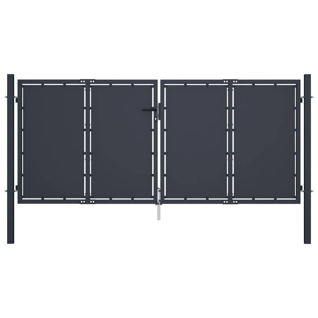 Gartentor Stahl 300 x 125 cm Anthrazit-0