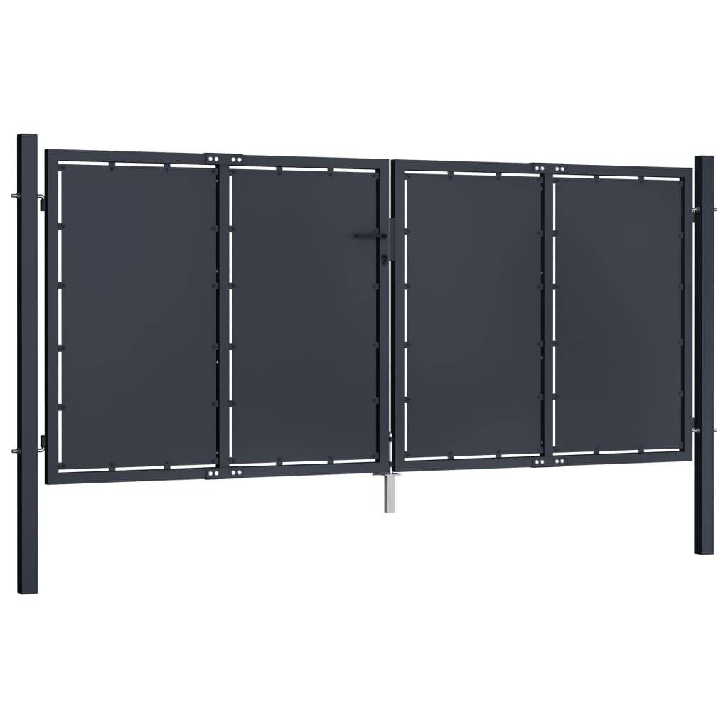 Gartentor Stahl 300 x 125 cm Anthrazit-1