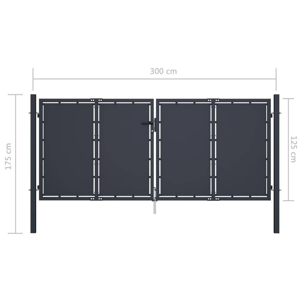 Gartentor Stahl 300 x 125 cm Anthrazit-2