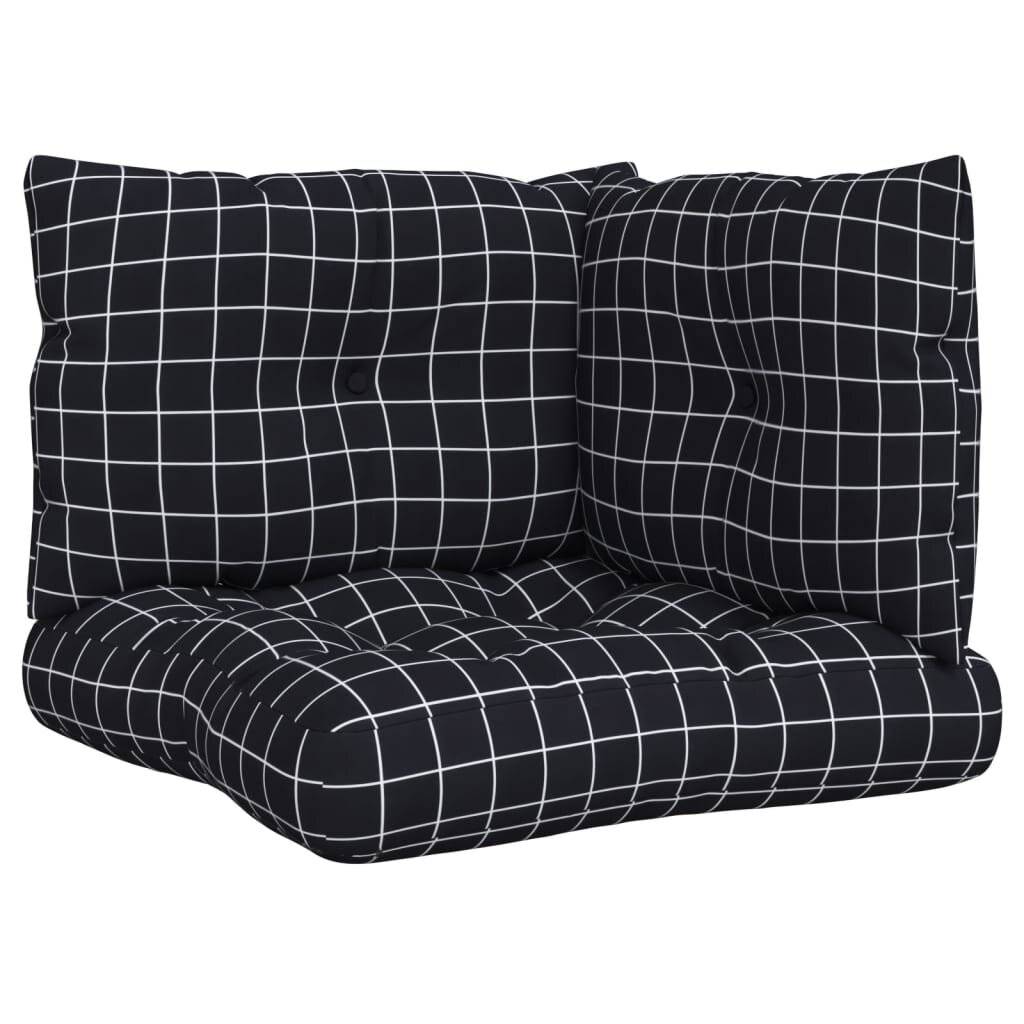 Palettenkissen 3 Stk. Schwarz Karomuster Oxford-Gewebe-1