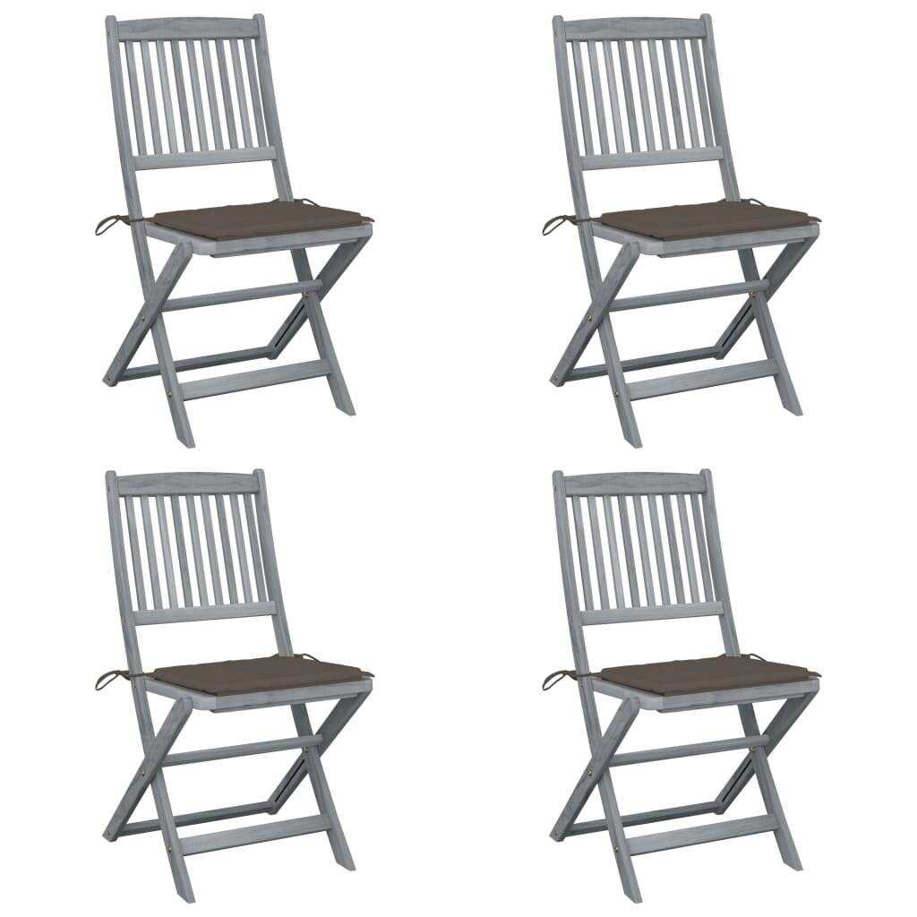 Klappbare Gartenstühle 4 Stk. mit Kissen Massivholz Akazie-0