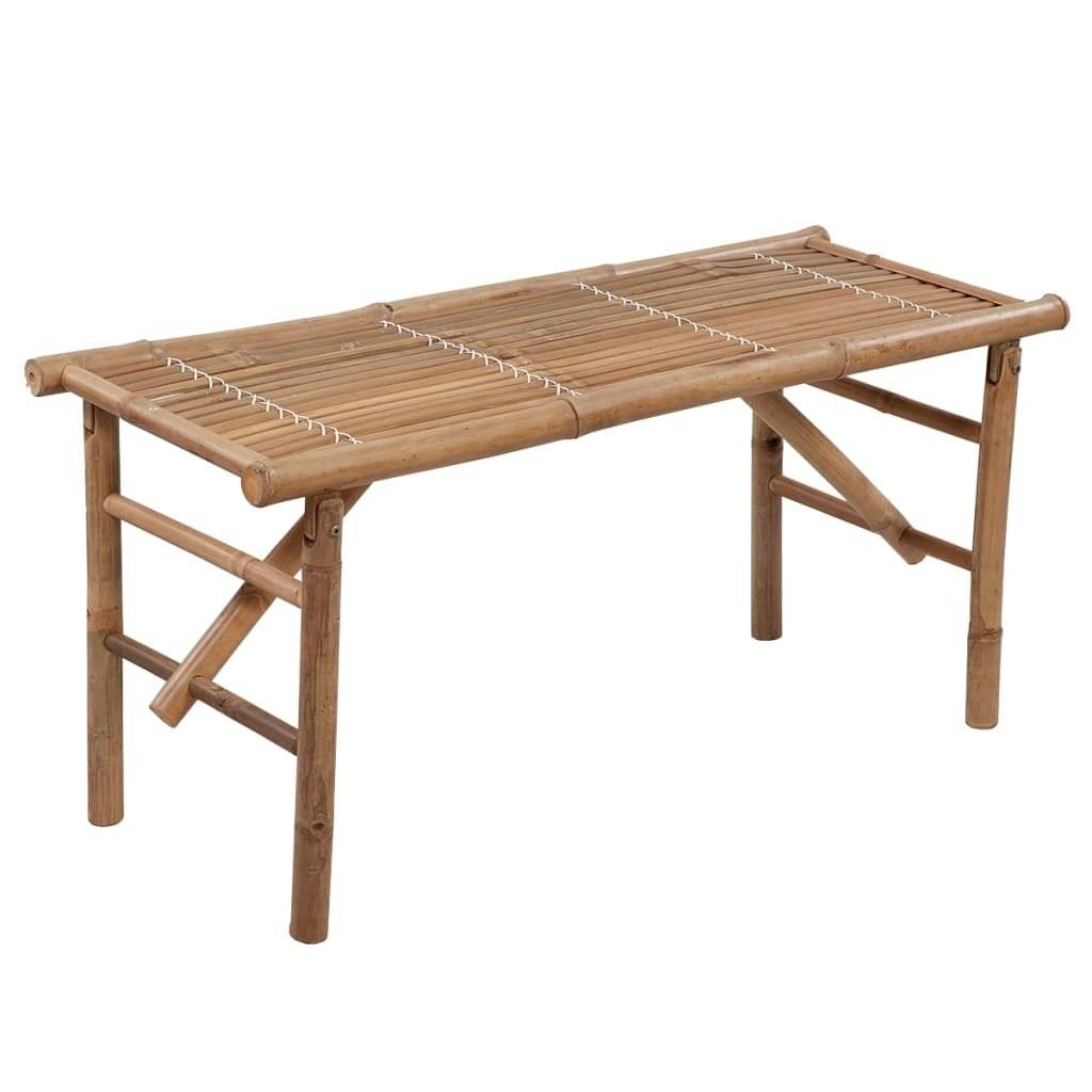 Klappbare Gartenbank mit Auflage 118 cm Bambus-2