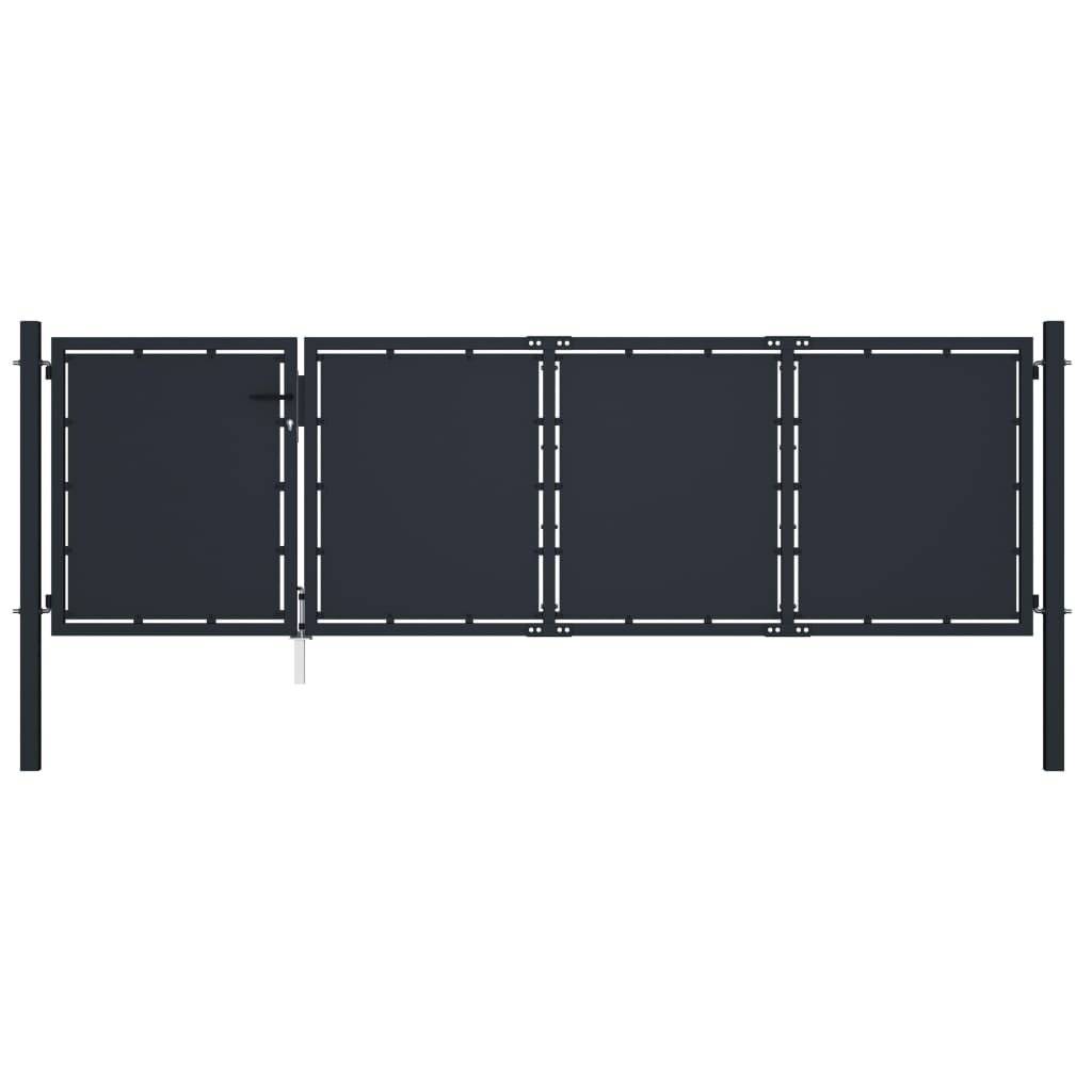 Gartentor Stahl 350 x 75 cm Anthrazit-0