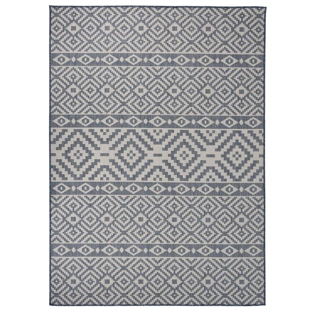 Outdoor-Teppich Flachgewebe 200x280 cm Blau Gestreift-0