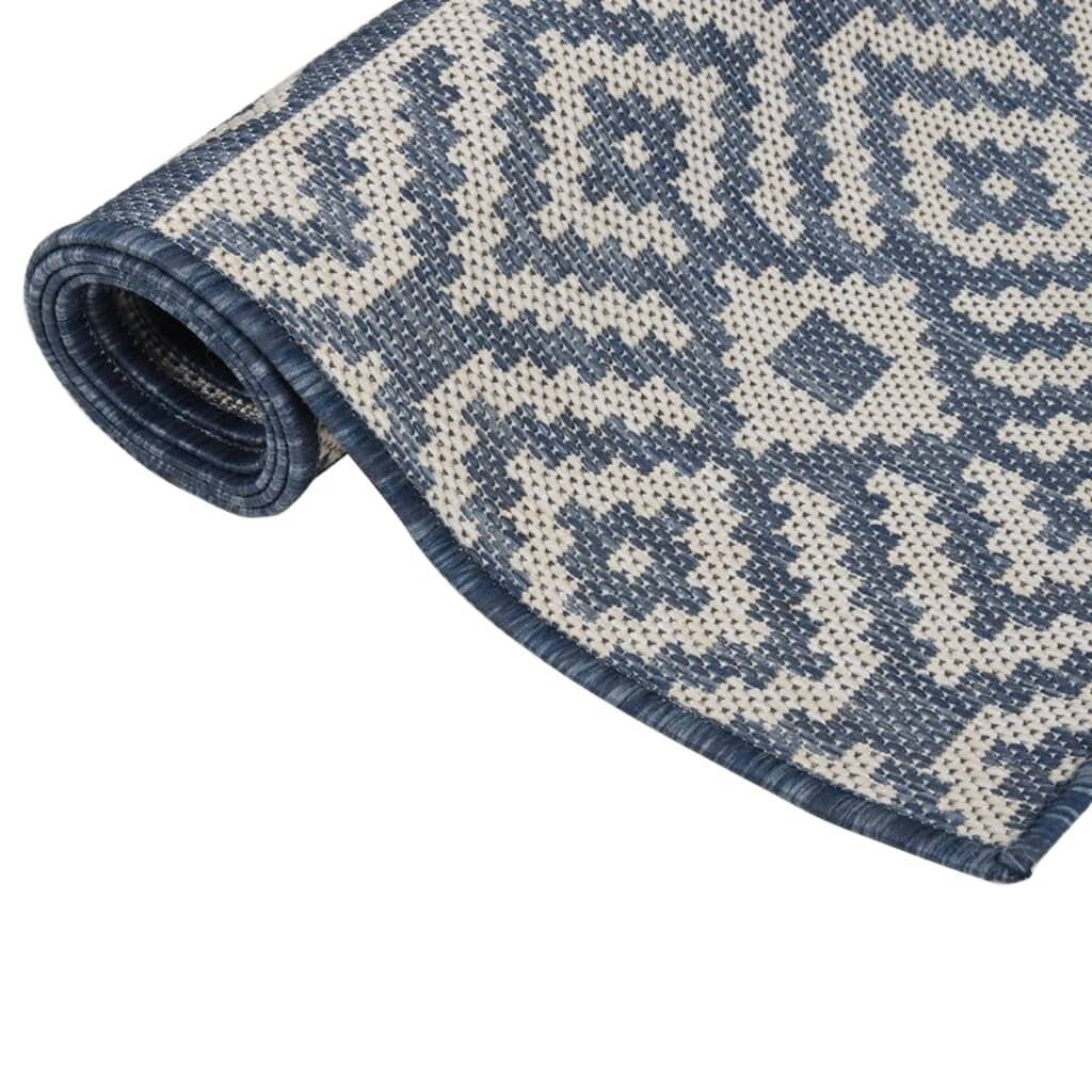 Outdoor-Teppich Flachgewebe 200x280 cm Blau Gestreift-2