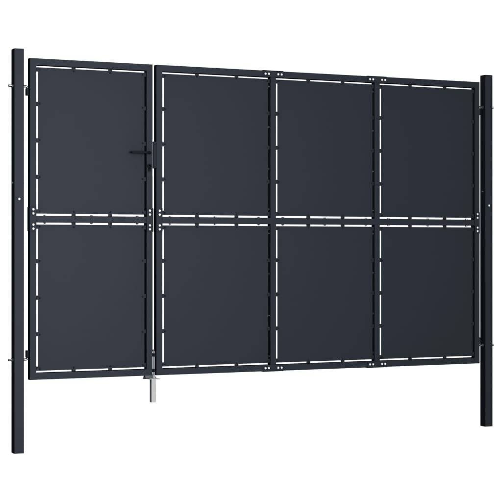 Gartentor Stahl 350 x 175 cm Anthrazit-3