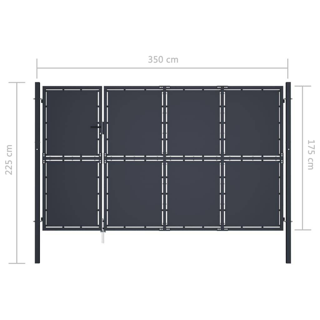 Gartentor Stahl 350 x 175 cm Anthrazit-4