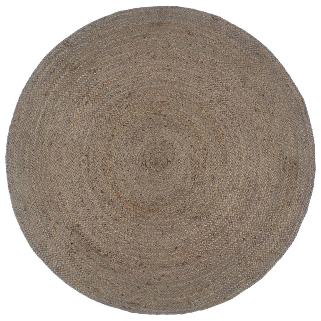 Teppich Handgefertigt Jute Rund 180 cm Grau-0