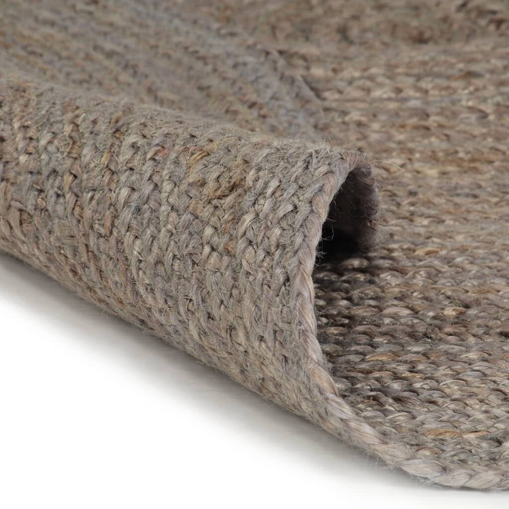Teppich Handgefertigt Jute Rund 180 cm Grau-1