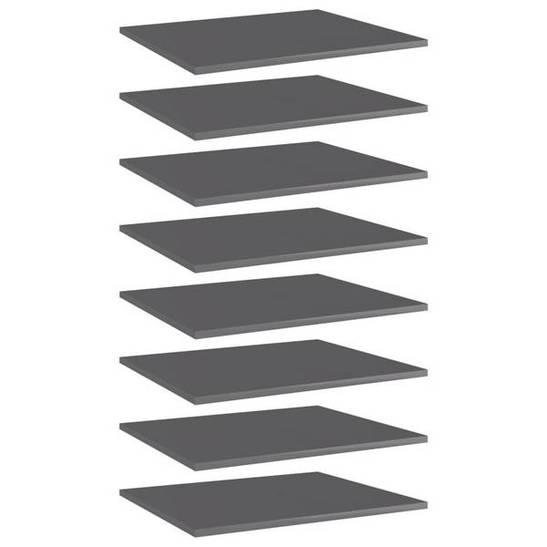 Bücherregal-Bretter 8 Stk. Hochglanz-Grau 60x50x1,5 cm