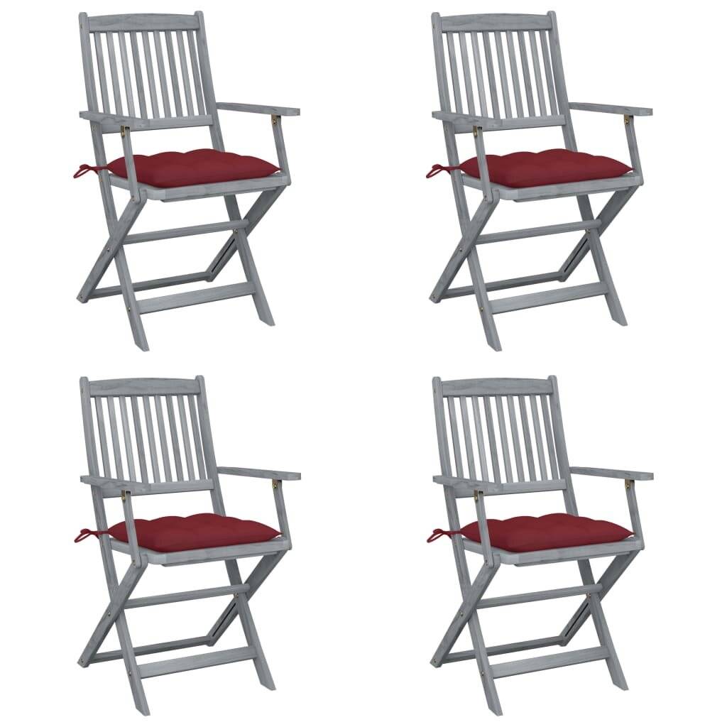 Klappbare Gartenstühle 4 Stk. mit Kissen Massivholz Akazie-0