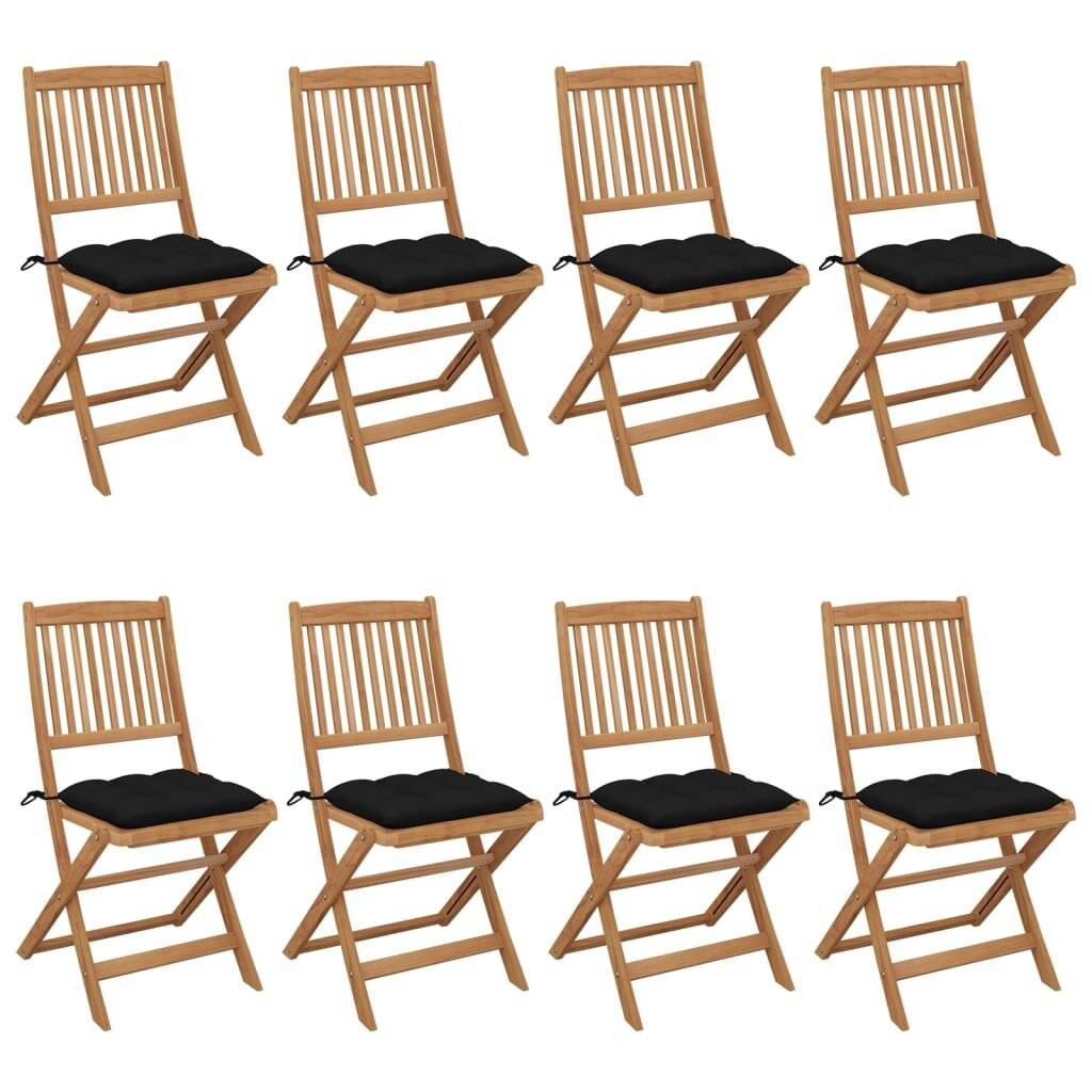 Klappbare Gartenstühle 8 Stk. mit Kissen Massivholz Akazie-0