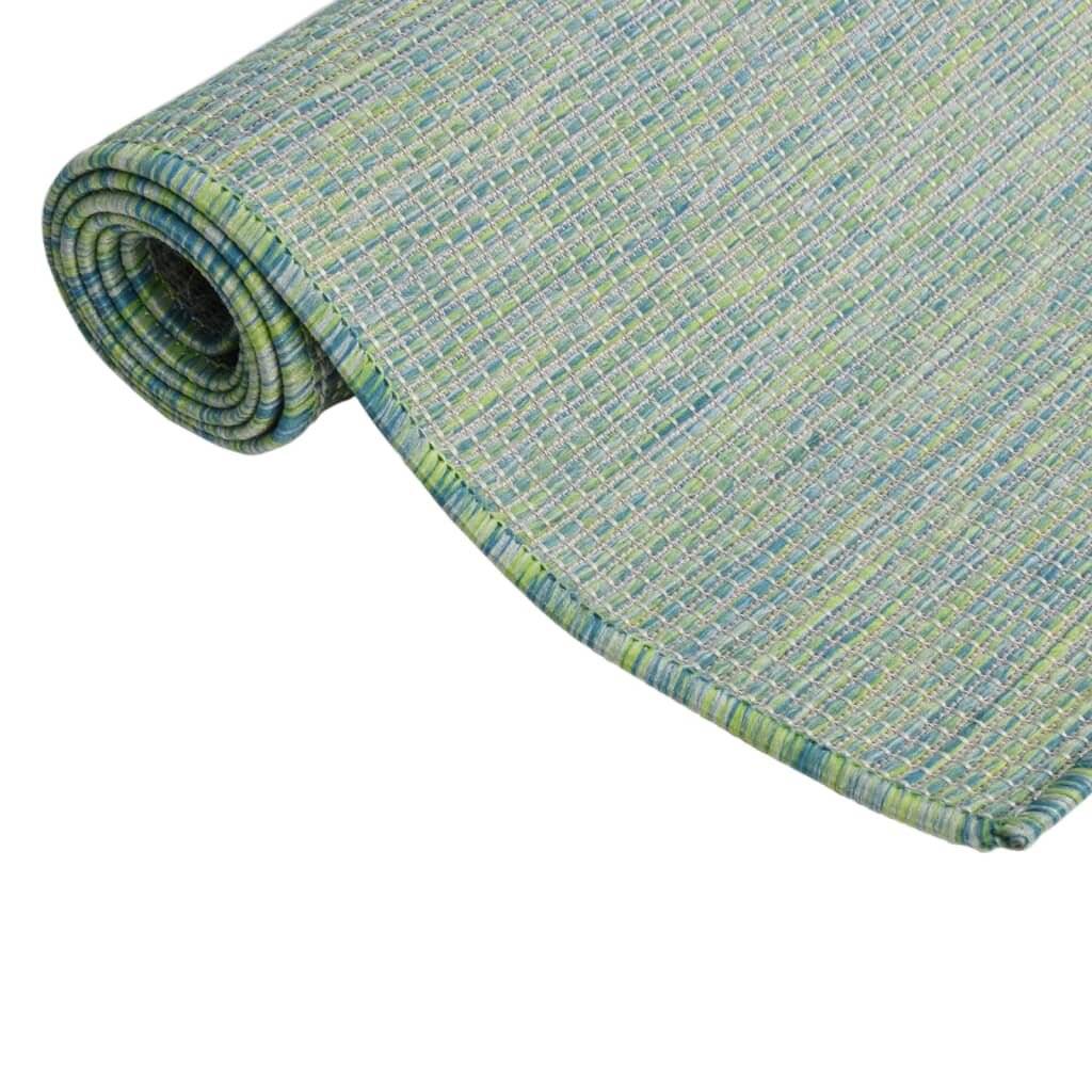 Outdoor-Teppich Flachgewebe 100x200 cm Türkis-2
