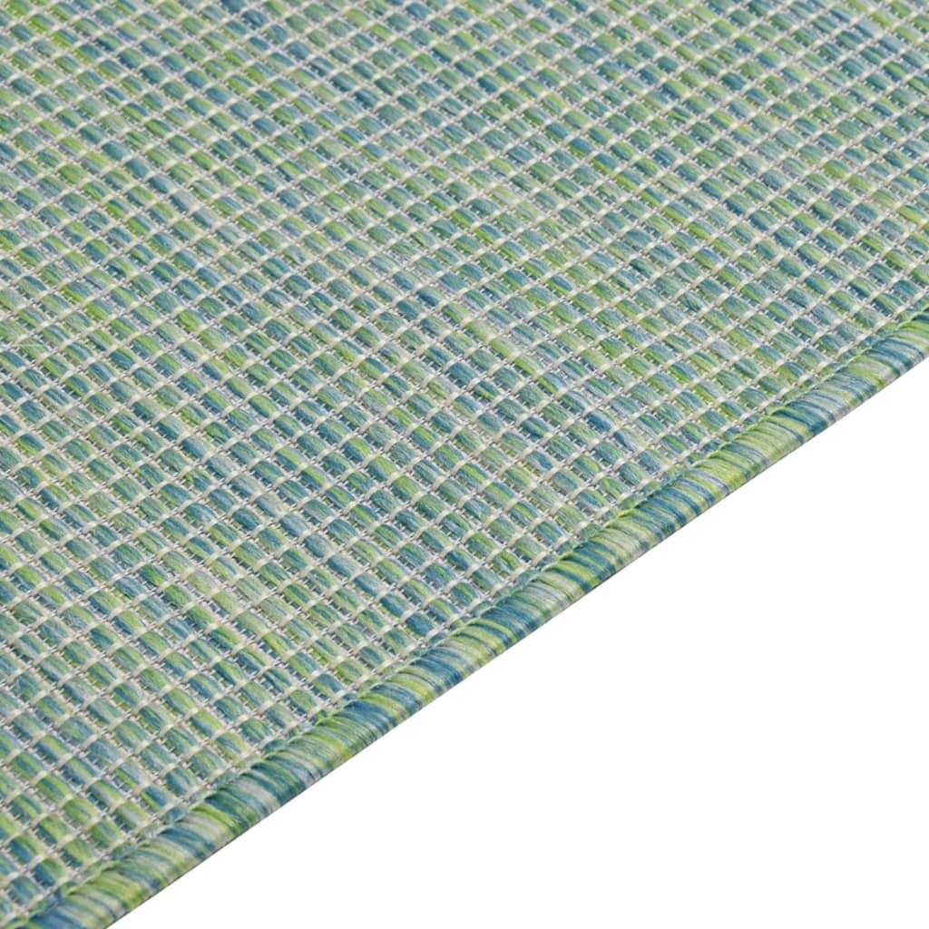 Outdoor-Teppich Flachgewebe 100x200 cm Türkis-3