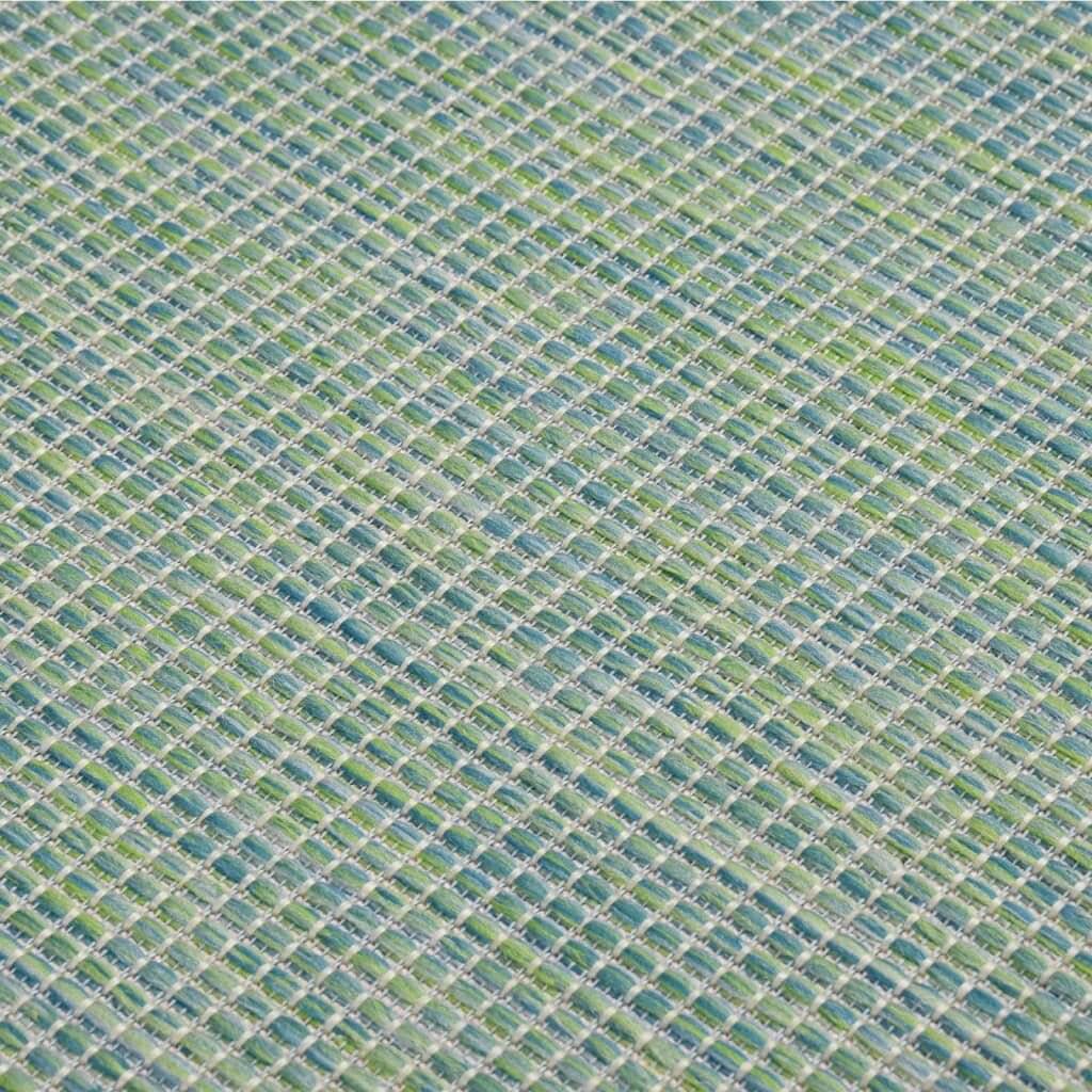 Outdoor-Teppich Flachgewebe 100x200 cm Türkis-4