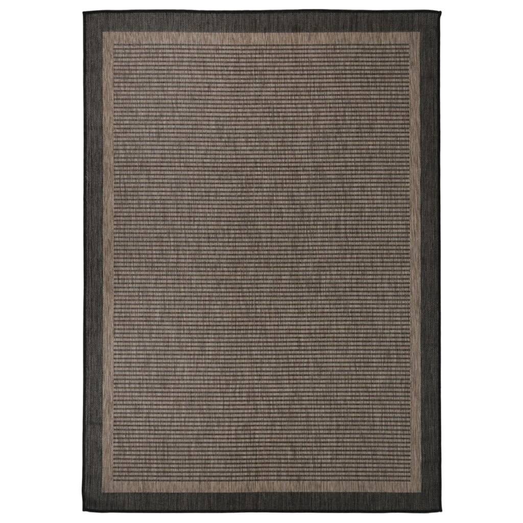 Outdoor-Teppich Flachgewebe 120x170 cm Dunkelbraun-0