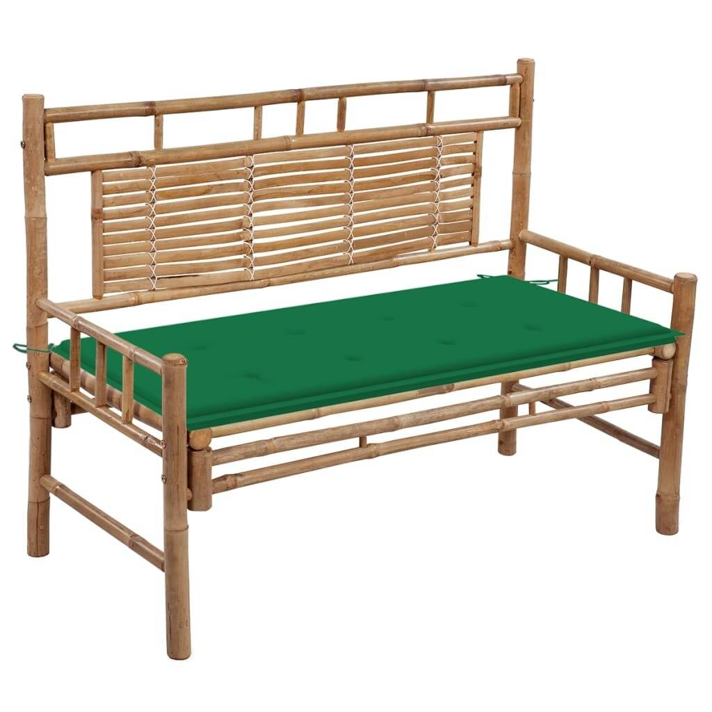 Gartenbank mit Auflage 120 cm Bambus-0