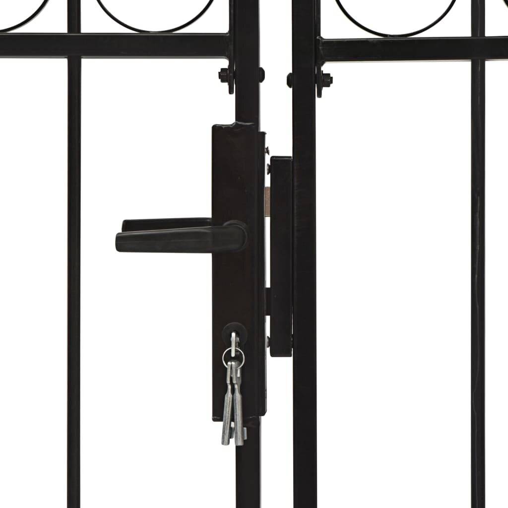 Zauntor Doppelflügel Gewölbte Spitze Stahl 300 x 125 cm Schwarz-3