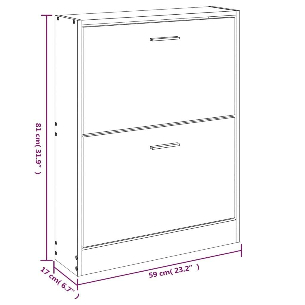 Symbolbild für Schuhschrank Eichen-Optik 59x17x81 cm Holzwerkstoff