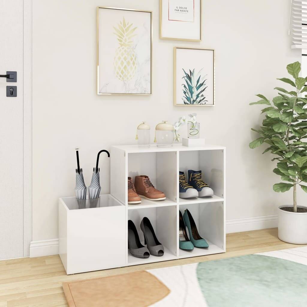 Flur-Schuhschrank Hochglanz-Weiß 105x35,5x70 cm Holzwerkstoff-2