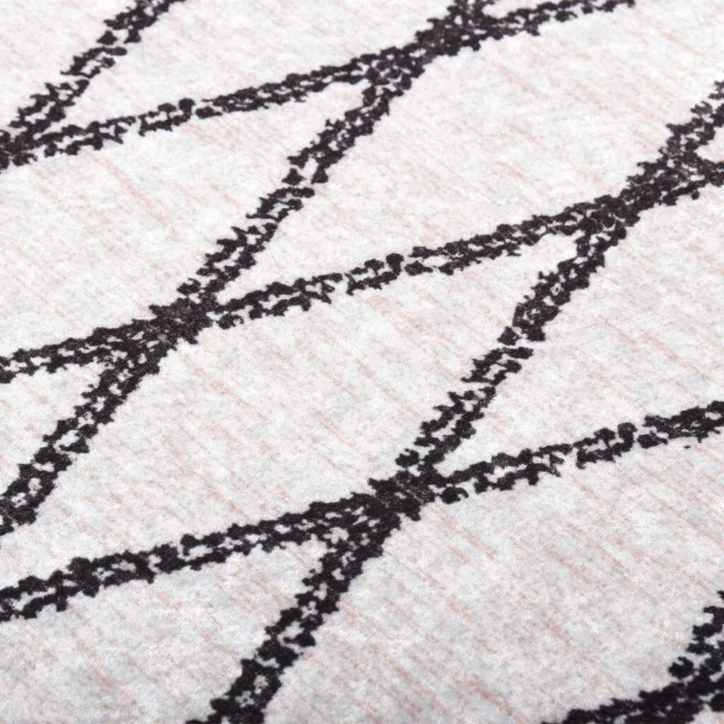 Teppich Waschbar Schwarz und Weiß 120x170 cm Rutschfest-1