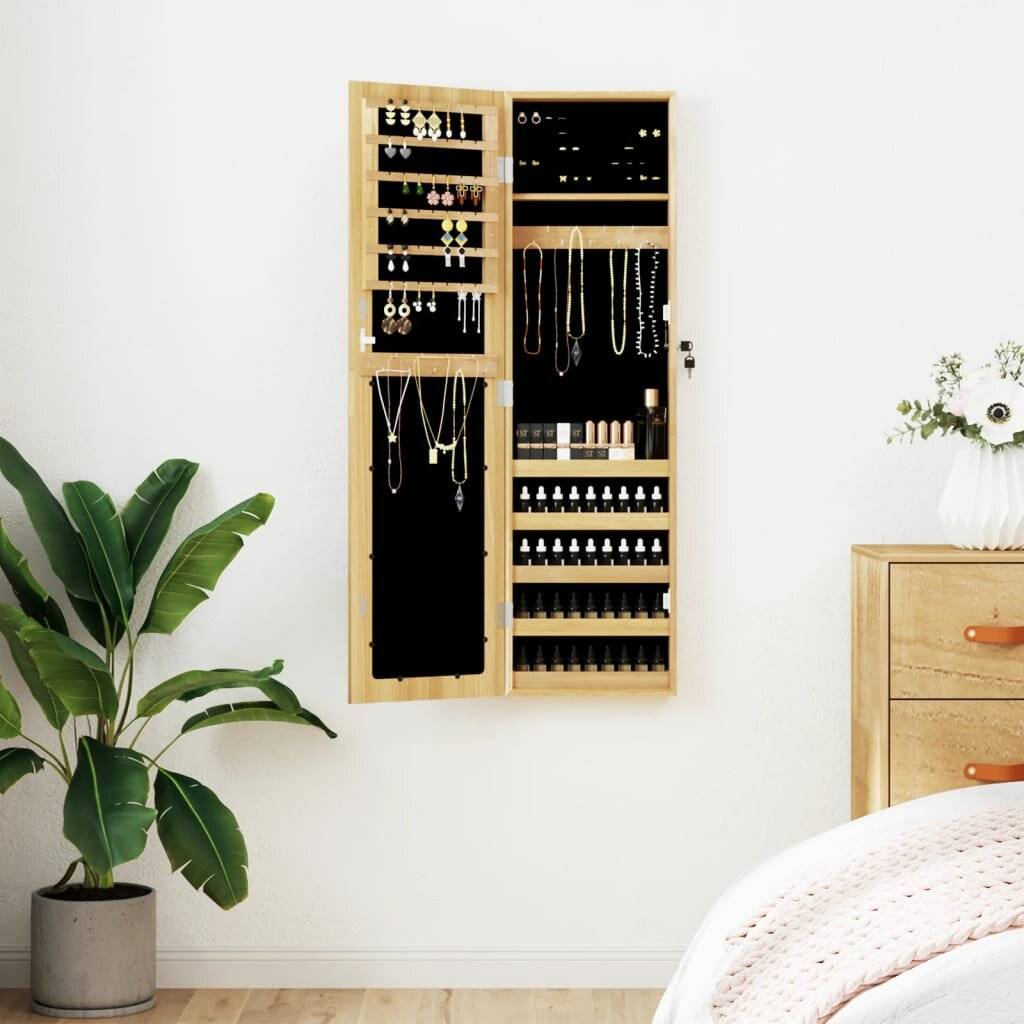 Schmuckschrank mit Spiegel Wandmontage 30x8,5x106 cm-0