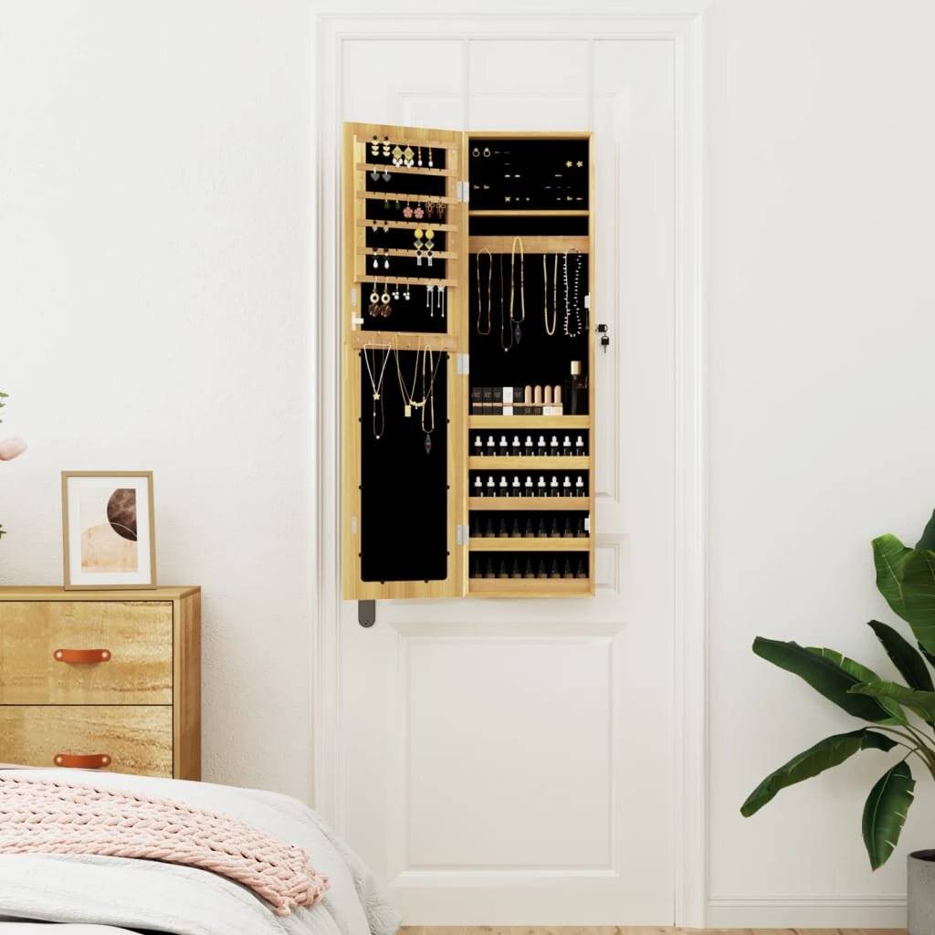 Schmuckschrank mit Spiegel Wandmontage 30x8,5x106 cm-2