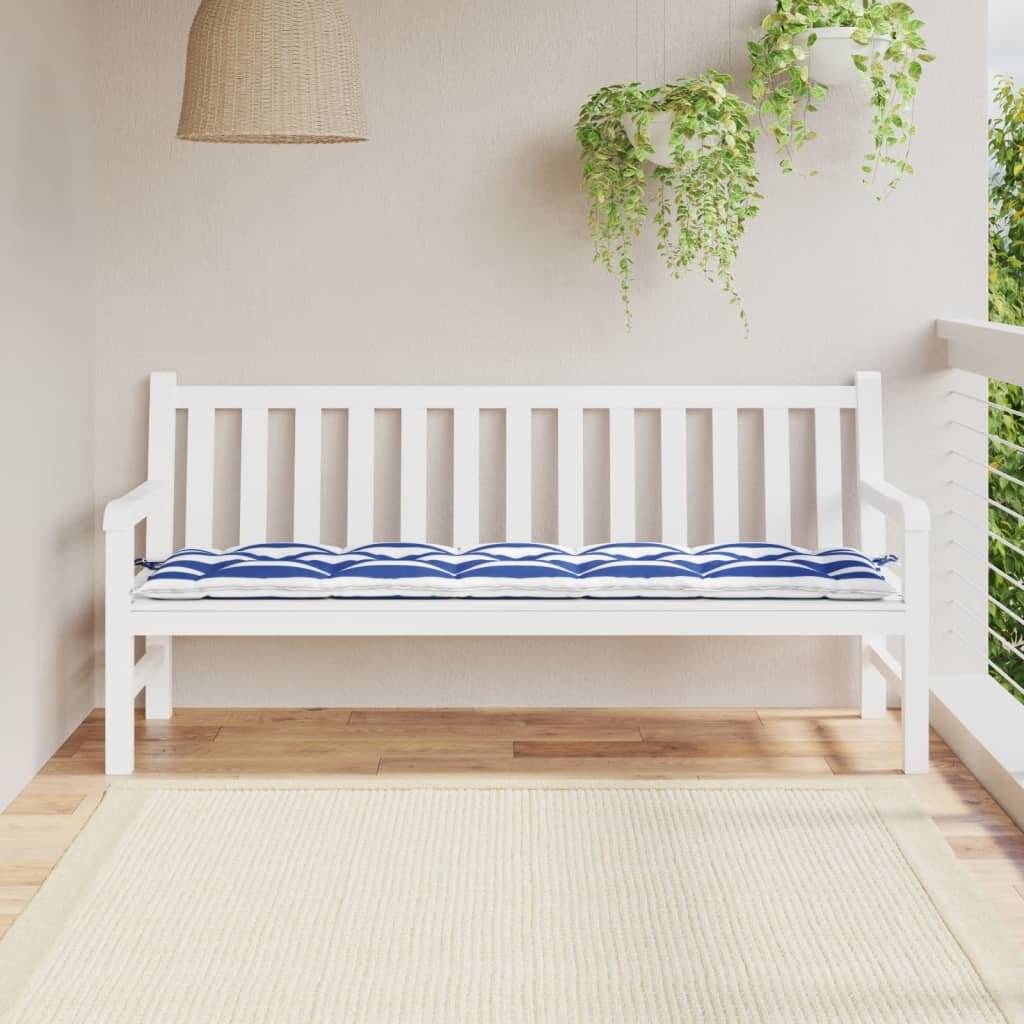 Gartenbank-Auflage Blau & Weiß Gestreift 180x50x7 cm-0