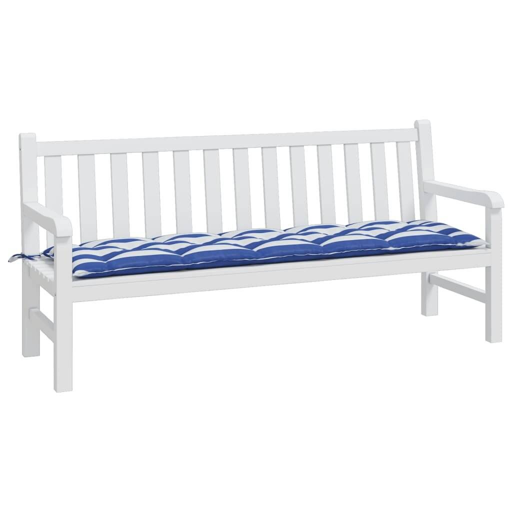 Gartenbank-Auflage Blau & Weiß Gestreift 180x50x7 cm-2