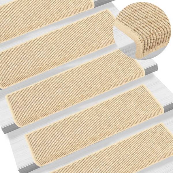 Treppenmatten Selbstklebend Sisal 15 Stk. 65x25 cm Hellbeige