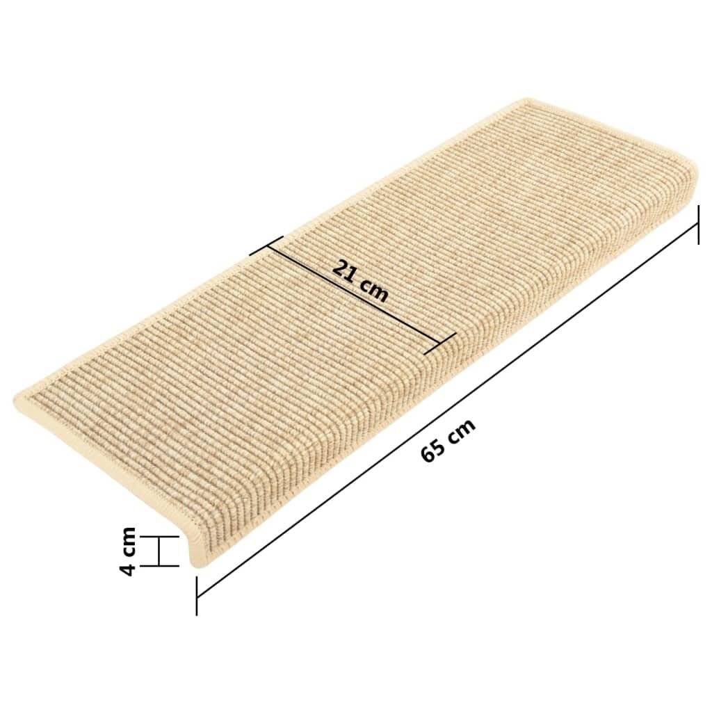 Treppenmatten Selbstklebend Sisal 15 Stk. 65x25 cm Hellbeige-6