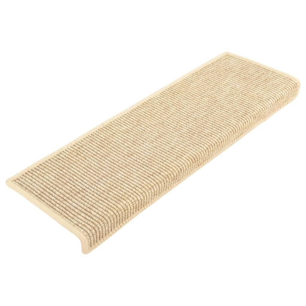 Treppenmatten Selbstklebend Sisal 15 Stk. 65x25 cm Hellbeige-1