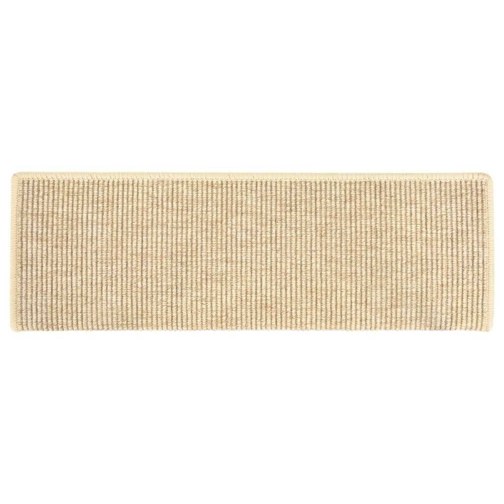 Treppenmatten Selbstklebend Sisal 15 Stk. 65x25 cm Hellbeige-3