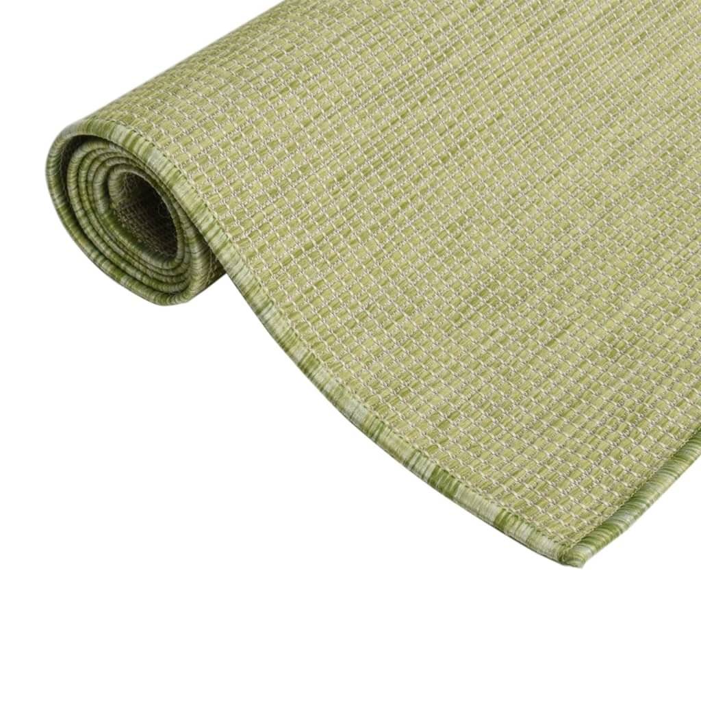 Outdoor-Teppich Flachgewebe 100x200 cm Grün-4