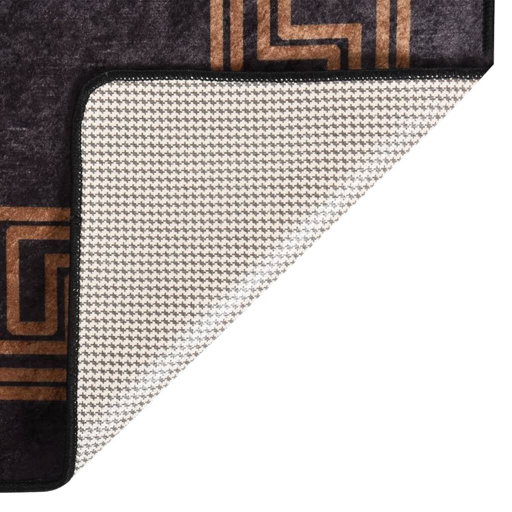 Teppich Waschbar 80x150 cm Schwarz und Golden Rutschfest-1