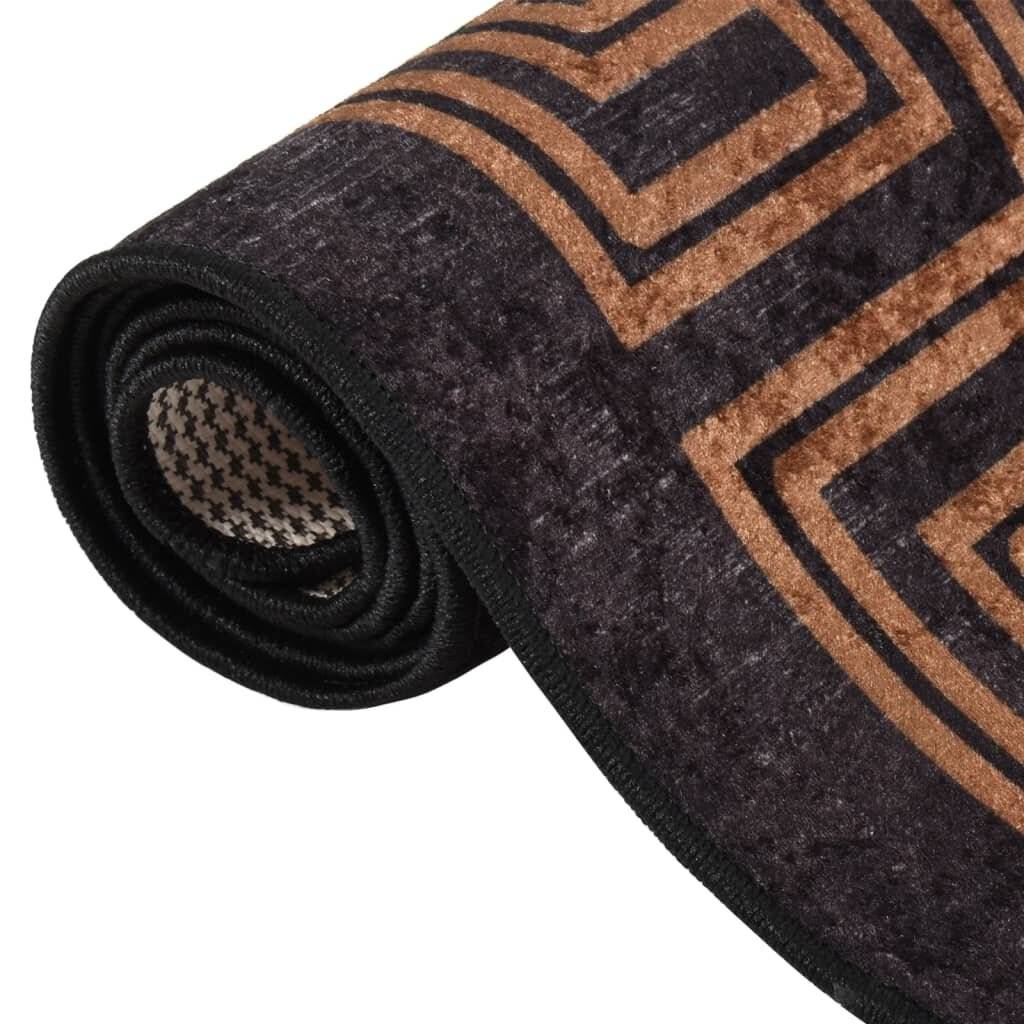 Teppich Waschbar 80x150 cm Schwarz und Golden Rutschfest-2