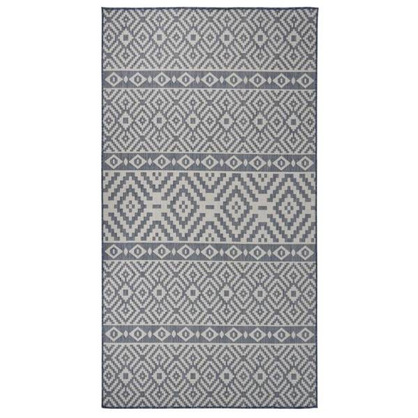 Outdoor-Teppich Flachgewebe 80x150 cm Blau Gestreift