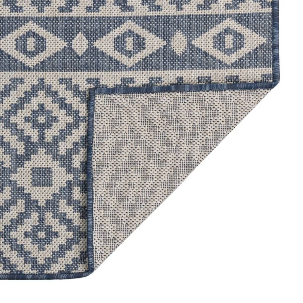Outdoor-Teppich Flachgewebe 80x150 cm Blau Gestreift-1