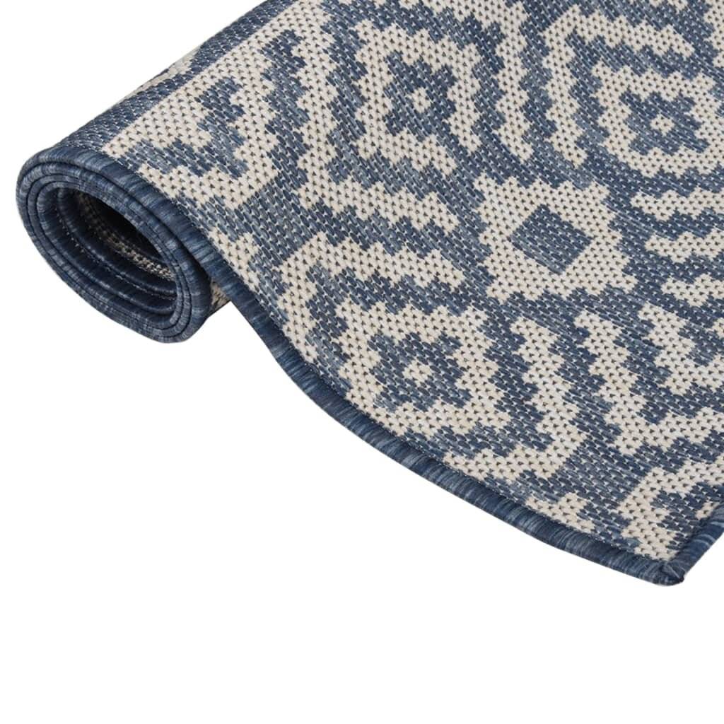 Outdoor-Teppich Flachgewebe 80x150 cm Blau Gestreift-2