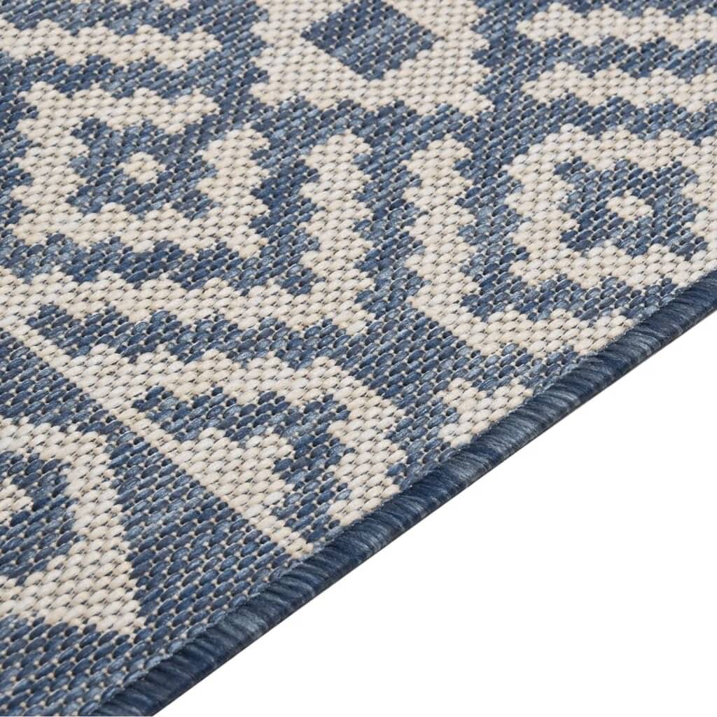 Outdoor-Teppich Flachgewebe 80x150 cm Blau Gestreift-3