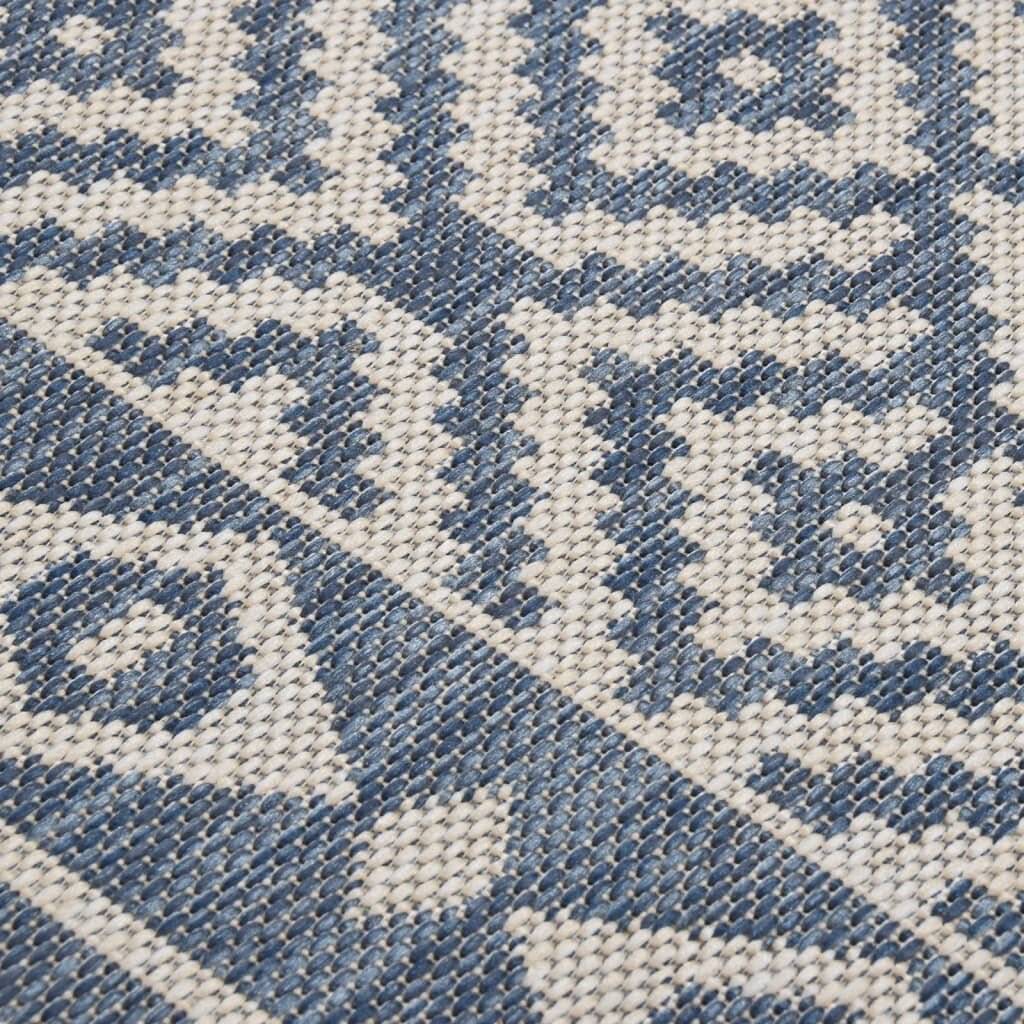 Outdoor-Teppich Flachgewebe 80x150 cm Blau Gestreift-4