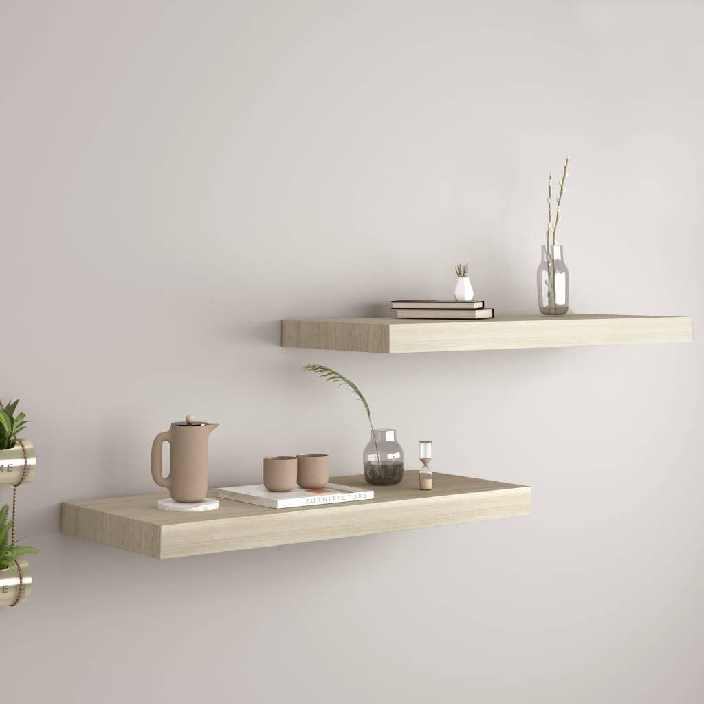 Schwebende Wandregale 2 Stk. Eichefarben 60x23,5x3,8cm MDF-0