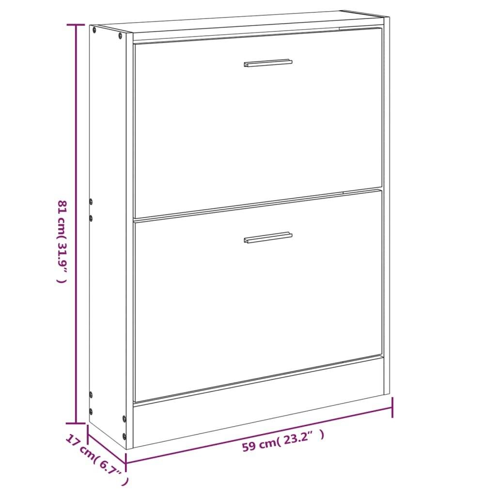 Symbolbild für Schuhschrank Weiß 59x17x81 cm Holzwerkstoff